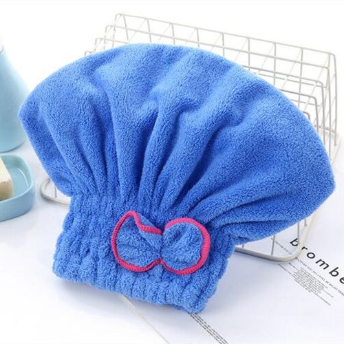 Generic [Quick Water Absorbent Dry Hair Artifact] Dry Hair Cap Water Absorbent Quick Drying Cute Adult Thickened Headwear Shampoo Shower Cap Blue