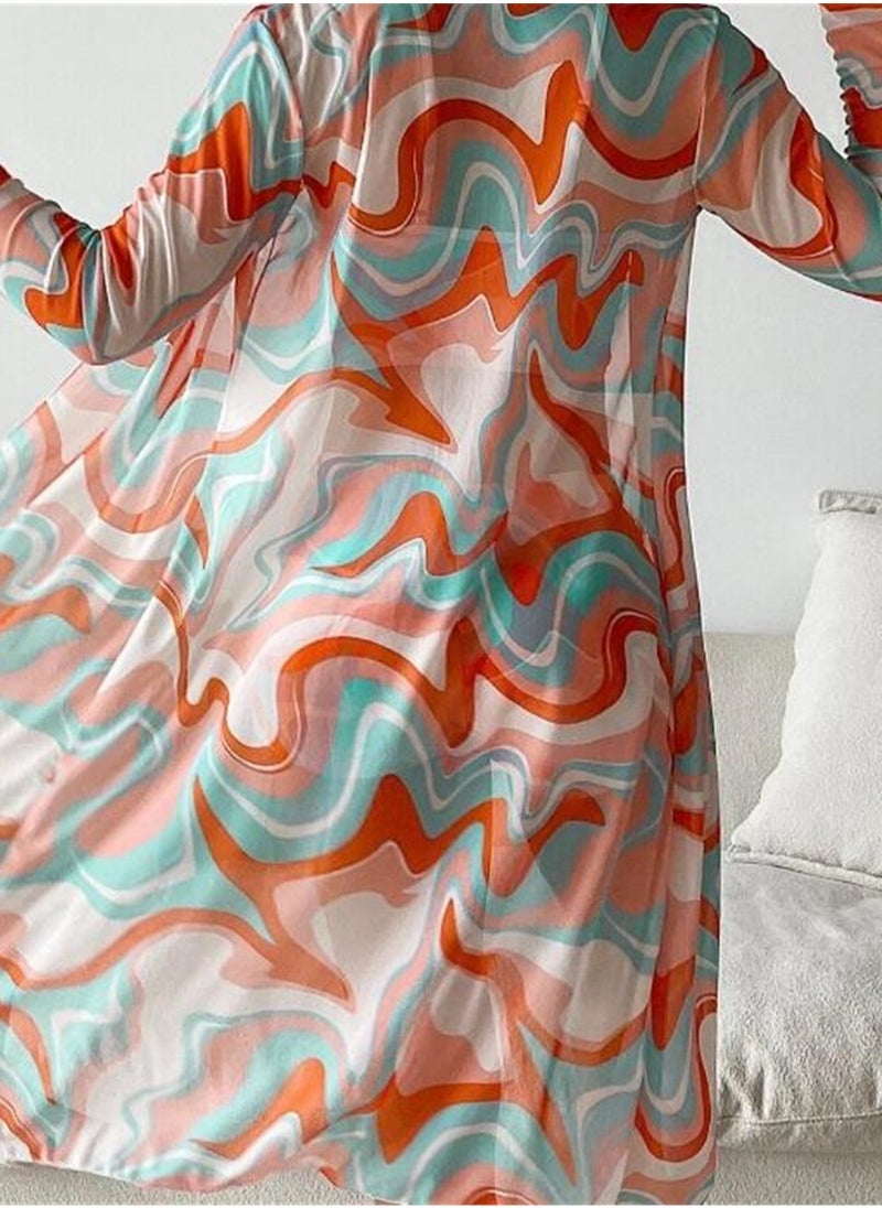 NADANBAO Outdoor 3pcs high waisted long sleeve cover-up lace-up beach swimsuit set - Image 3