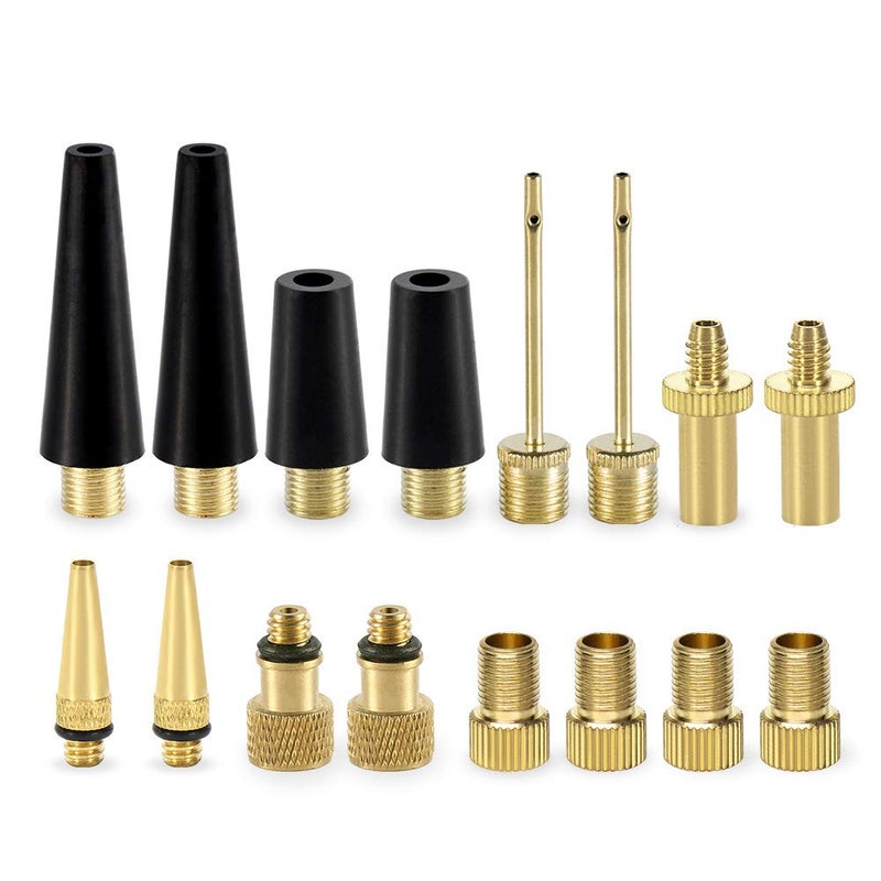 MAYJAM Bicycle Presta Schrader Valve Adaptor, 16PCS YASI Brass Bike Pump Adapters, Ball Pump Needle, Balloon Inflatable Toys Nozzle Inflator Adapter, Air Pump Accessories for Standard Pump or Air Compressor1 - Image 1