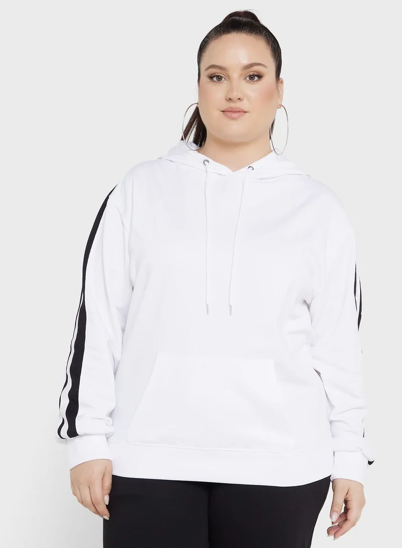 جينجر بلس Contrast Side Paneled Pocket Hoodie