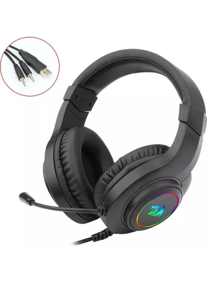 Redragon HYLAS H260 RGB Gaming Headphone, 50mm Audio Drivers, Passive Noise Isolation, 3.5mm Audio & Mic Jack, USB-A Connector, 6ft Cable Length, Black | H260-RGB - Image 3