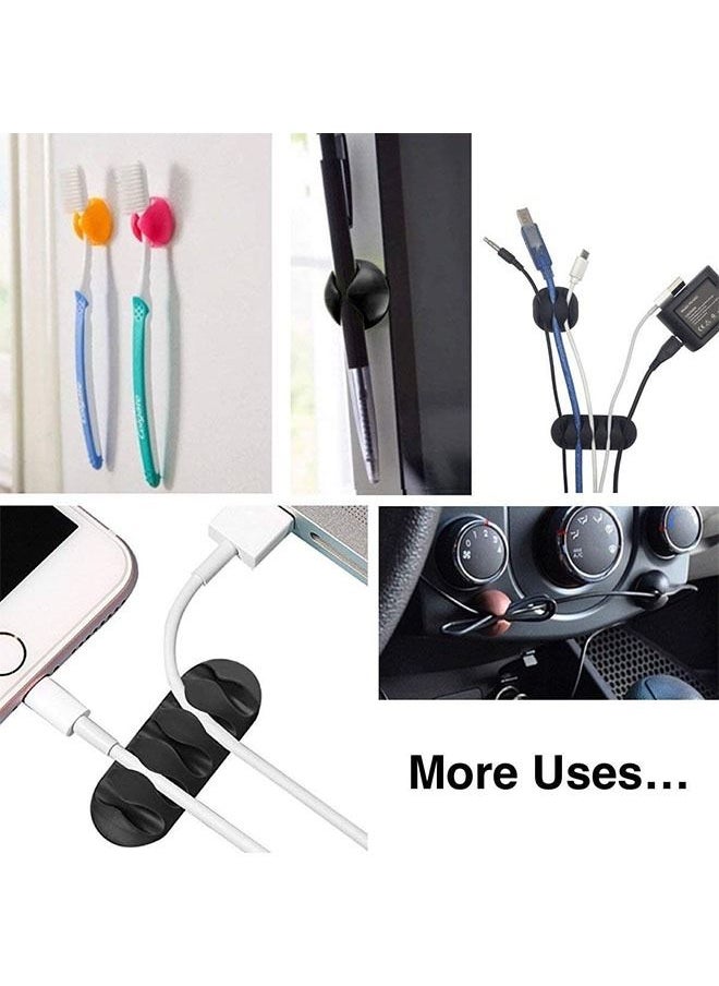10-Piece Multifunction Cable Organizer, Adhesive Cord Holders, Cable Cords Management Cable Clips for Organizing Cable Wires-Home Office Car Desk Nightstand (Black)