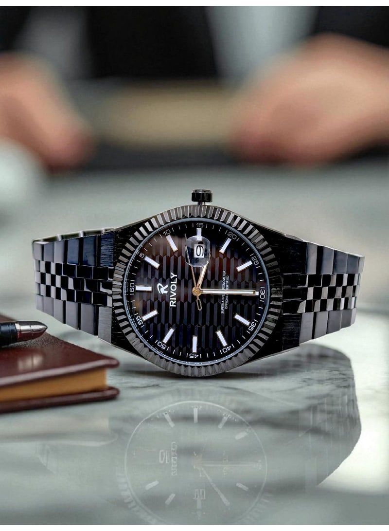 REVUELE Men's Stainless Steel Analog Quartz Watch, Easy to Read Fashion Design Waterproof Classic Luxury. - Image 5