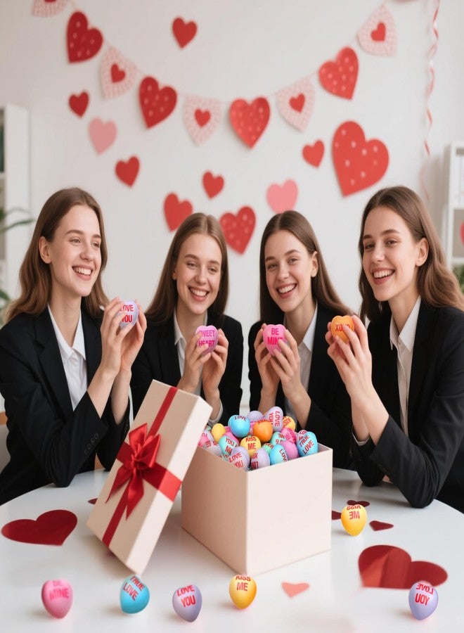 Liliful ليليفول ١٠٠ قطعة ٢٤ قطعة كرات ضغط على شكل قلب هدايا عيد الحب ألعاب تململ حلوى عيد الحب لتخفيف التوتر كرة ضغط على شكل قلب لتخفيف القلق هدية مكافأة لزميل العمل الموظف (ماكارون) - Image 5