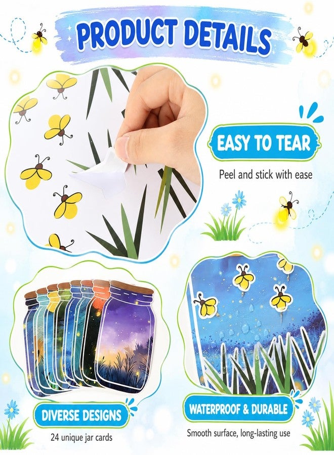 Oitnlaughter 24 Sheets Firefly Stickers with Jar Scenes Firefly DIY Crafts Kit with Lights Make Your Own VBS Supplies Decor Insect Crafts Activities for Sunday School Spring Summer Camper Activities - Image 3