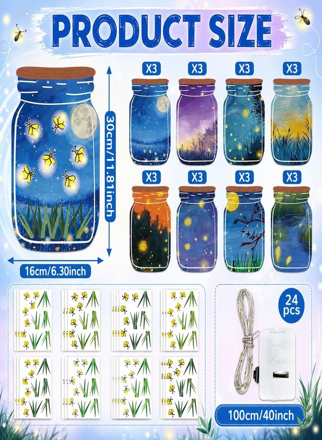 Oitnlaughter 24 Sheets Firefly Stickers with Jar Scenes Firefly DIY Crafts Kit with Lights Make Your Own VBS Supplies Decor Insect Crafts Activities for Sunday School Spring Summer Camper Activities - Image 2