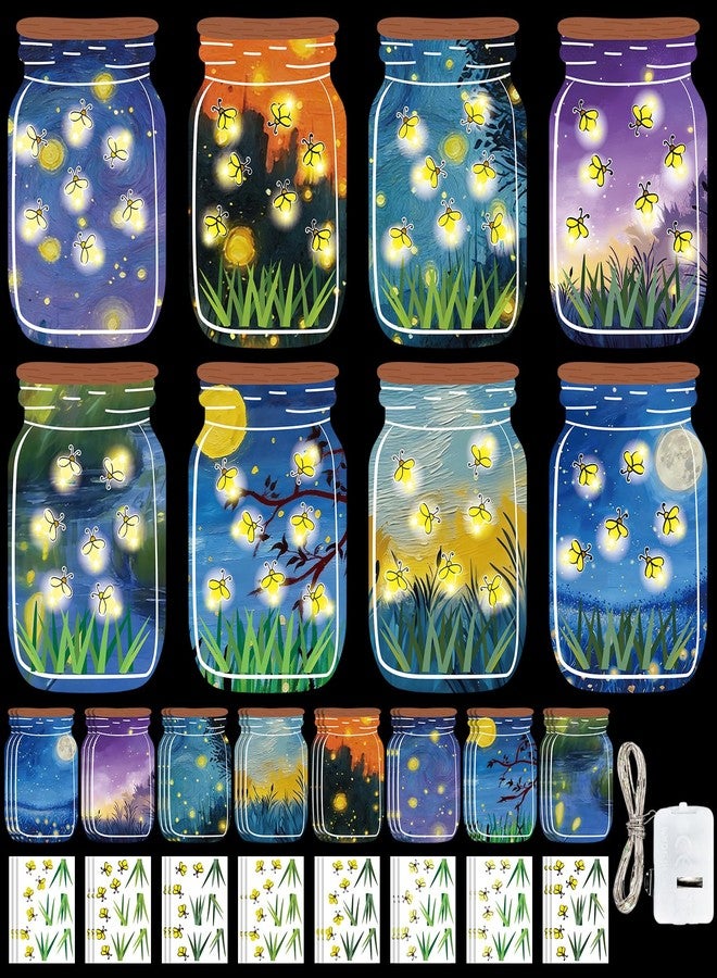 Oitnlaughter 24 Sheets Firefly Stickers with Jar Scenes Firefly DIY Crafts Kit with Lights Make Your Own VBS Supplies Decor Insect Crafts Activities for Sunday School Spring Summer Camper Activities - Image 1