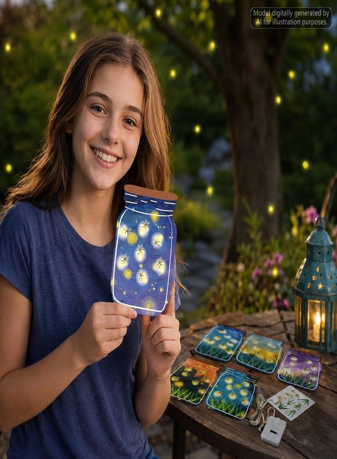 Oitnlaughter 24 Sheets Firefly Stickers with Jar Scenes Firefly DIY Crafts Kit with Lights Make Your Own VBS Supplies Decor Insect Crafts Activities for Sunday School Spring Summer Camper Activities - Image 5