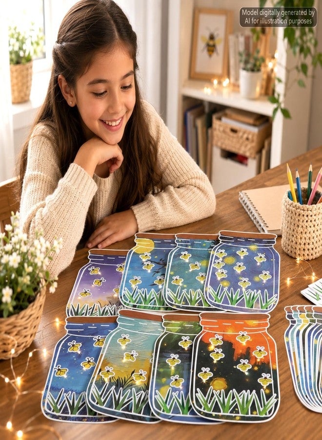 Oitnlaughter 24 Sheets Firefly Stickers with Jar Scenes Firefly DIY Crafts Kit with Lights Make Your Own VBS Supplies Decor Insect Crafts Activities for Sunday School Spring Summer Camper Activities - Image 4
