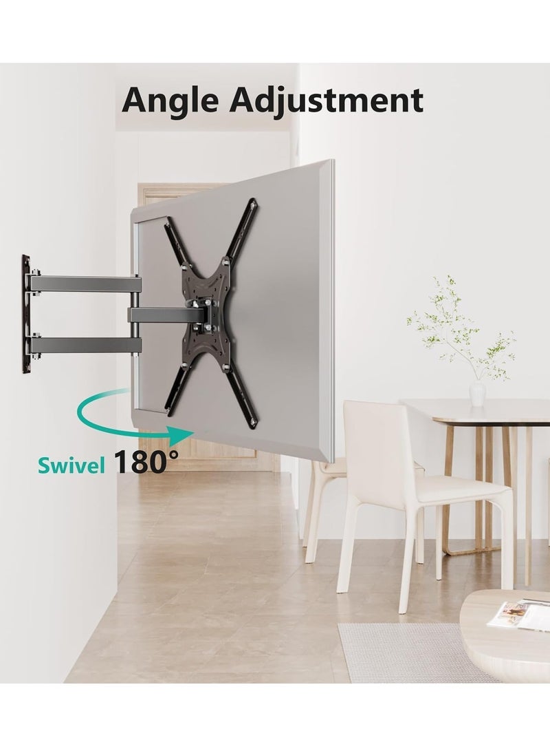 TV Wall Mount for Most 26-55 Inch LED TVs – Full Motion TV Mount Bracket with Perfect Center Design, VESA 400x400mm, Supports Up to 55lbs, Black (2655LO)