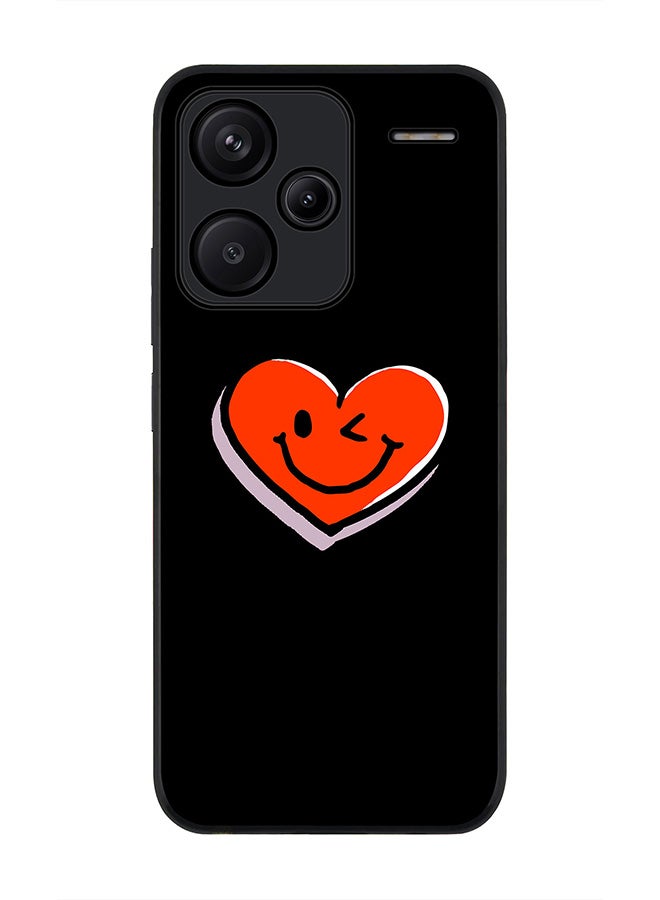 Stylizedd Rugged Black Edge Case for Xiaomi Redmi Note 13 Pro Plus, Slim fit Case Flexible Anti Drop TPU Gel Thin Cover -  Winking Heart - Image 1