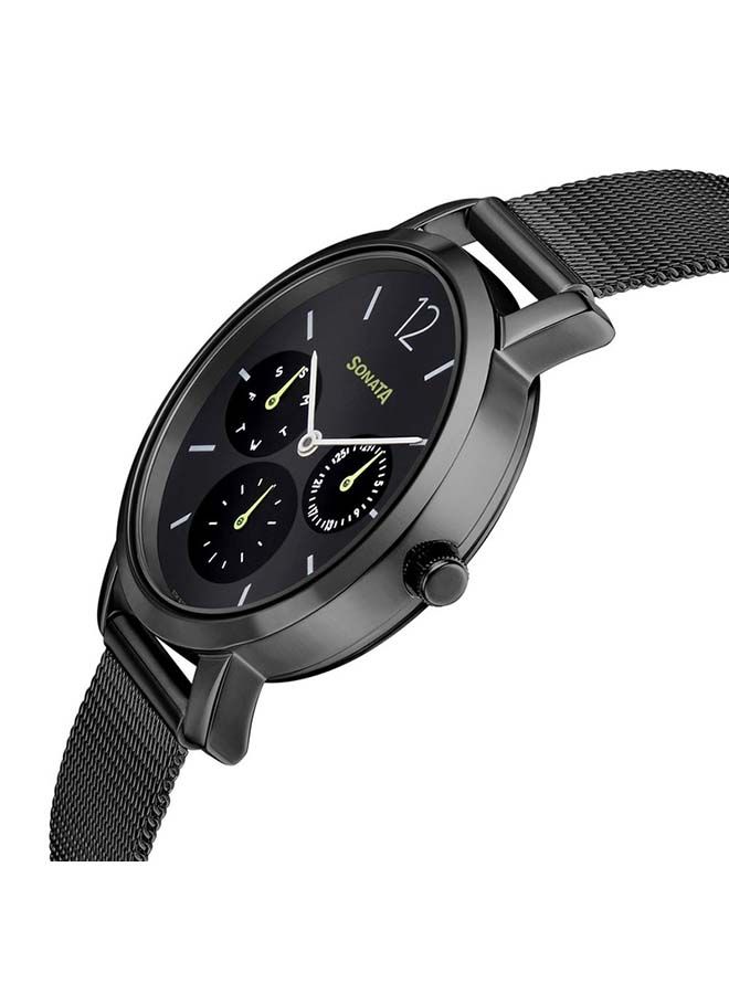 سوناتا ساعة يد كرونوغراف معدنية دائرية  مم أسود - Image 2