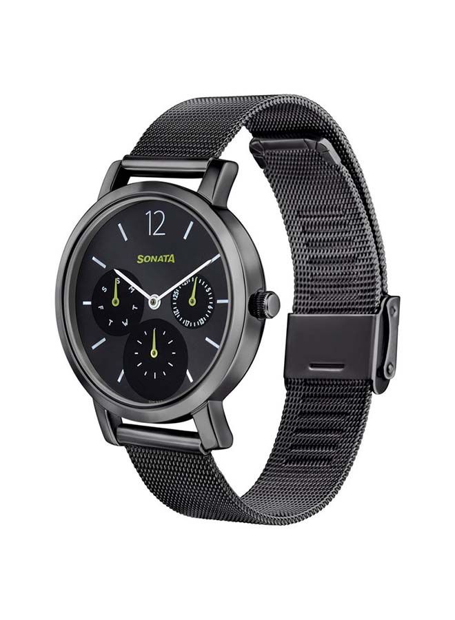 سوناتا ساعة يد كرونوغراف معدنية دائرية  مم أسود - Image 1