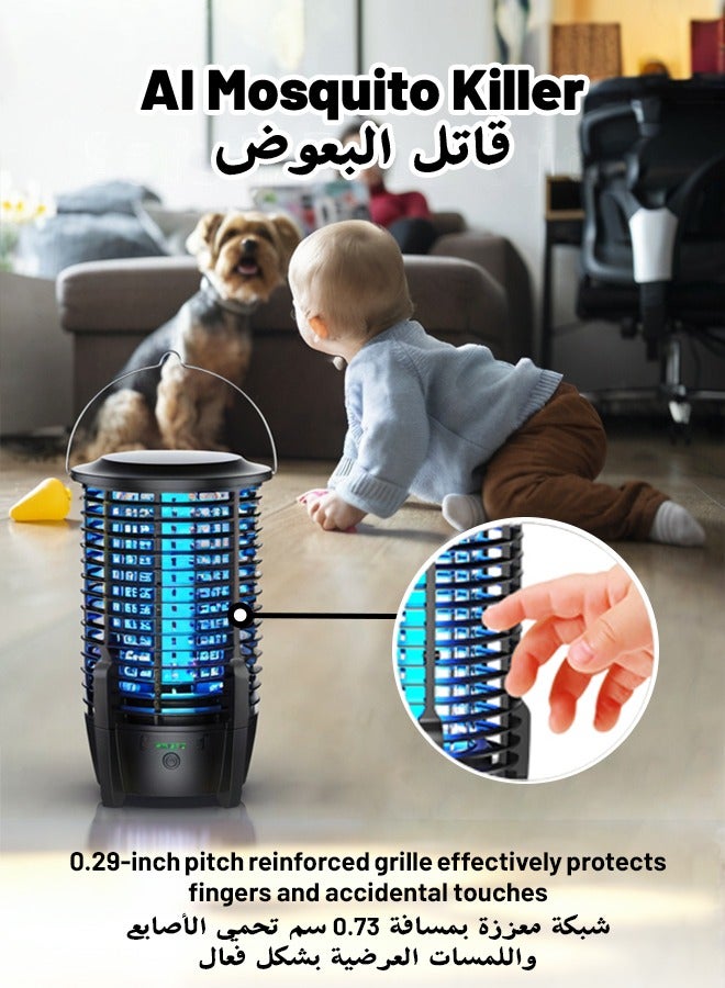 نفس مصباح قاتل البعوض، صاعق الحشرات الطائر، 10 وات، ضوء الأشعة فوق البنفسجية، الحشرات الطائرة الكهربائية، مع مصباح يدوي، مقاوم للماء IPX5، بطارية قابلة لإعادة الشحن 3600 مللي أمبير في الساعة، قاتل الذباب للتخييم في الهواء الطلق والنزهات وغرف النوم والمطبخ - Image 5