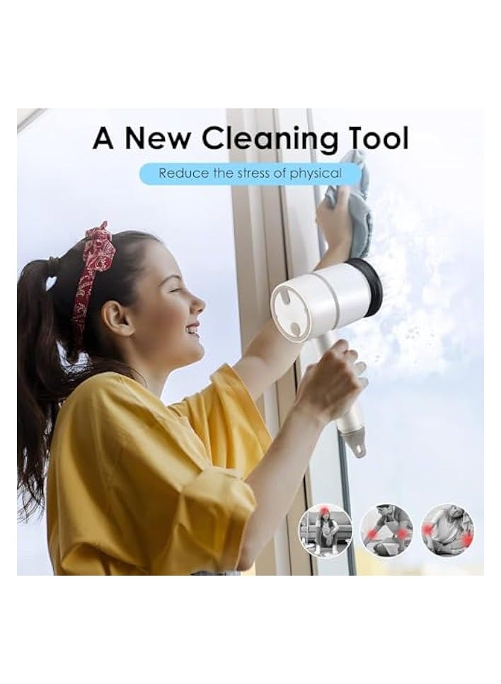 erorex Electric Spin Scrubber, Portable Cleaning Brush with 6 Replaceable Brush Heads 3 Rotating Speeds Scrubbing Brush Rechargeable Power Scrubber for Kitchen, Bathroom, Tile, Floor, Window (White) - Image 2