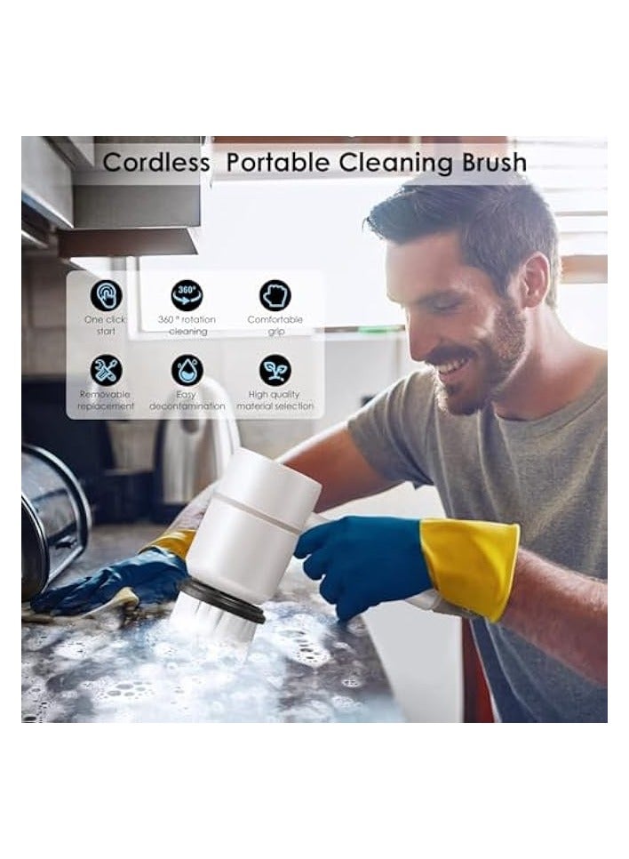 erorex Electric Spin Scrubber, Portable Cleaning Brush with 6 Replaceable Brush Heads 3 Rotating Speeds Scrubbing Brush Rechargeable Power Scrubber for Kitchen, Bathroom, Tile, Floor, Window (White) - Image 3