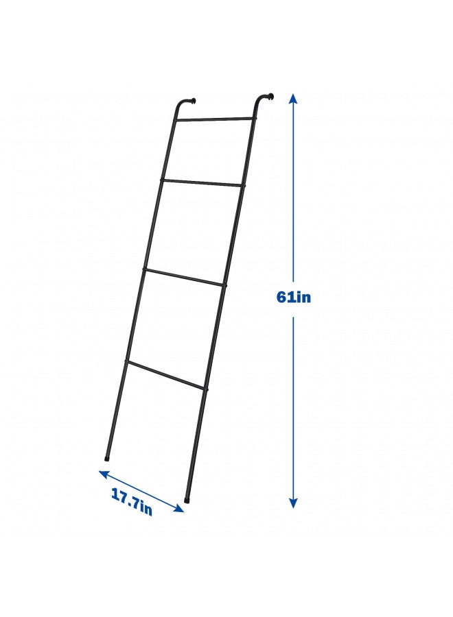 OUSHENG Blanket Ladder Decorative Towel Rack Holder for Bathroom, Wall Leaning Metal Drying Quilt Stand for Living Room Bedroom Farmhouse Home Decor, for Women Mom Mother Her Wife - Black  - Image 1