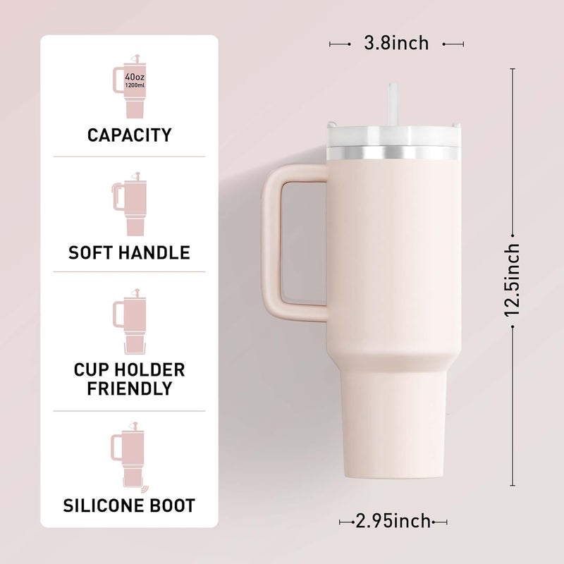 JEMICA 40 oz Tumbler with Handle Travel Mug Straw Covers Cup with Lid Insulated Stainless Steel Water Iced Tea Coffee Gift - Image 5