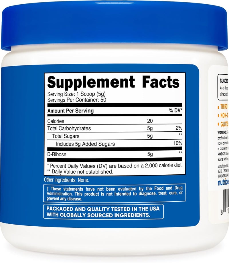 Nutricost DRibose Powder 250 Grams - Image 4