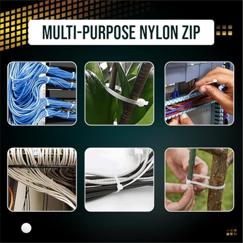 Crae Cable Zip Ties Heavy Duty Strong Wire Organizer | Self-Locking Fasteners | Plastic Cable Clamp | Strap Wraps and Zip Ties | Nylon Plastic Cable Ties | Durable and Soft Custom Sizes |6 Inch White - Image 5