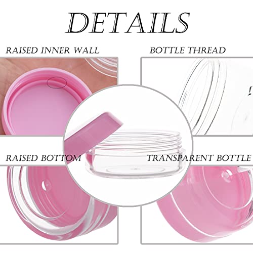 ZEJIA 3 Gram Sample Containers with Lids, 75Pack Tiny Sample Jars with Labels, Mini Plastic Cosmetic Containers for Beauty Products, Lip Balms, Lotion, Powder (Pink Lids) - Image 2