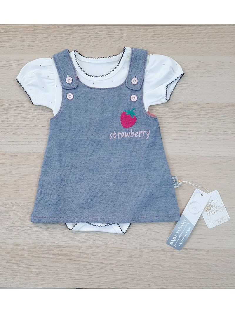 Fulla Fashion kids - Girls' textured dress with a cotton T-shirt, strawberry model - Image 1