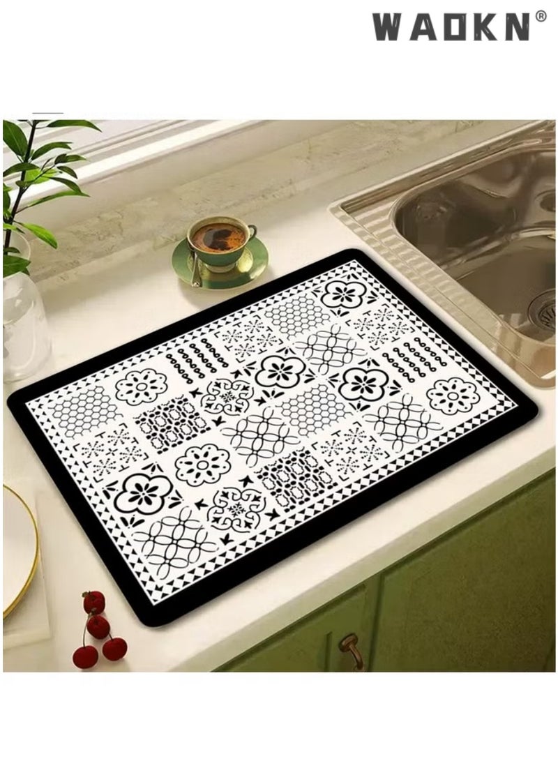 دبليو أيه أو كي أن سوبر امتصاص صحون تجفيف حصيرة لمطابخ العداد - مقاومة للبقع، التسرب-مقاومة للحرارة وسهلة التنظيف - مثالية لمطابق، المغسلات، رف الصحون، وآلات القهوة، 16 "x18" (40 * 50 سم) - Image 1