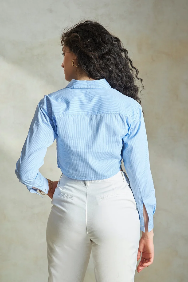 Virgio Cotton Crop Daywear Shirts With Ruching for Women