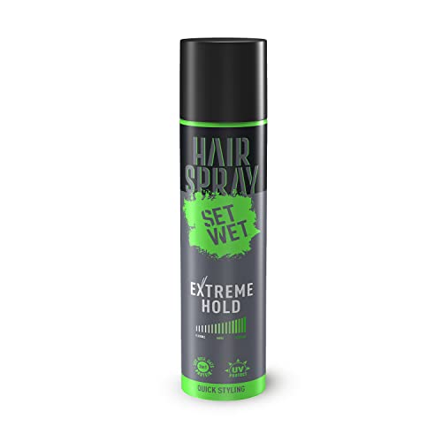 Set Wet Hair Spray 200ml| For Men & Women| Extreme, Long-lasting Hold| With Soy, Rice & Oat Protein| UV Protect| SLS & Paraben Free| Quick Styling| Non-Sticky| Natural Shine - Image 1