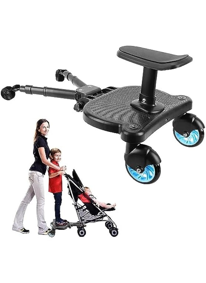 MIXDE Stroller Board with Detachable Seat, 2 in 1 Sit and Stand Stroller Glider Board for Most Strollers, Holds Children Up to 55 LBs Stroller Standing Board (Blue)  - Image 1