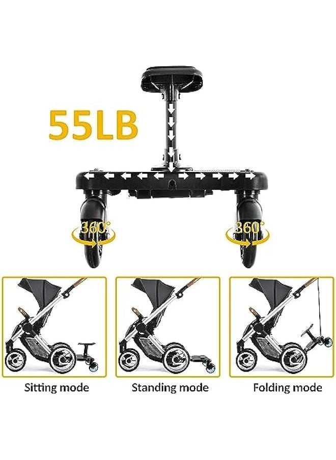 MIXDE Stroller Board with Detachable Seat, 2 in 1 Sit and Stand Stroller Glider Board for Most Strollers, Holds Children Up to 55 LBs Stroller Standing Board (Blue)  - Image 5