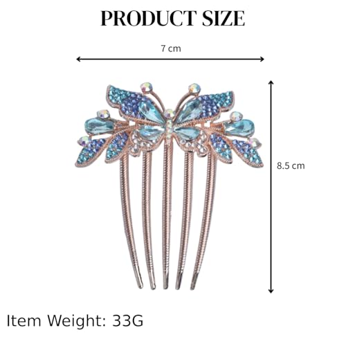 BellaStella Premium Rhinestone Flower Hair Comb Hairpin Hair Dressing For Wedding Prom (Pack of 5) (Blue-1) - Image 3