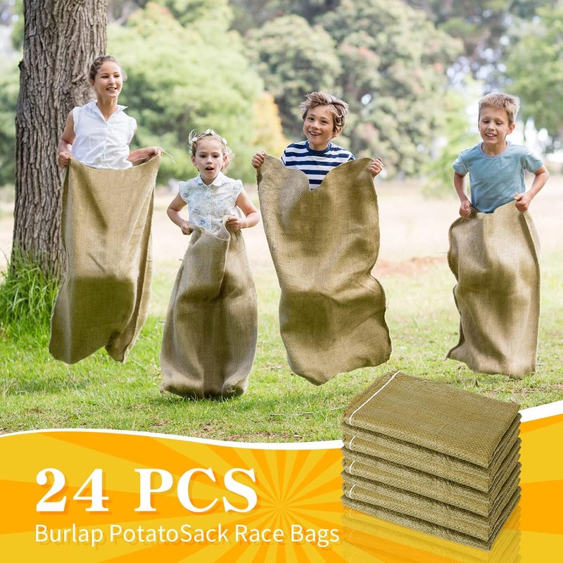 Woanger 24 Pcs Potato Sack Race Bags Large Seed Sack 24 x 39 Inch for Adults Kids Outdoor Lawn Games Outdoor Sports Games Yard Birthday Family Reunion Barbecue Picnic Storage - Image 4