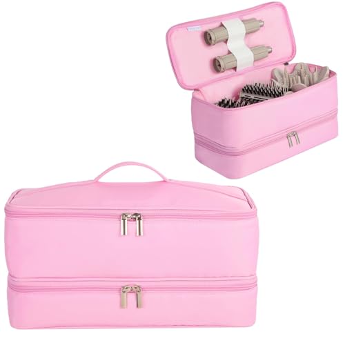 GENCAM Double-Layer Carrying Case for Shark Flexstyle, Travel Case for Shark 430/440 Flex Style, Portable Storage Bag for Shark Flexstyle/Dyson Airwrap Styler and Attachments (pink) - Image 1