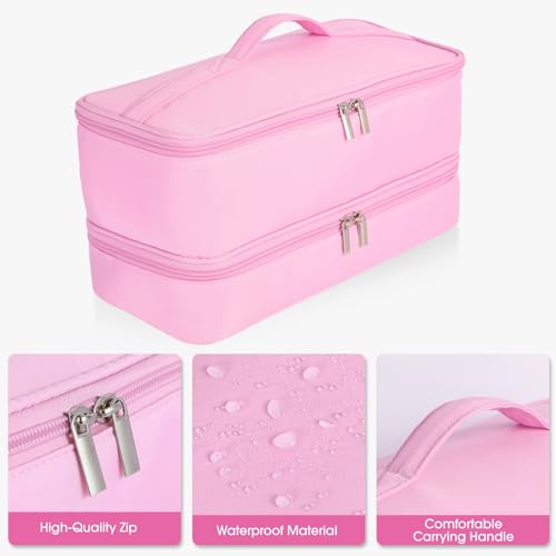 GENCAM Double-Layer Carrying Case for Shark Flexstyle, Travel Case for Shark 430/440 Flex Style, Portable Storage Bag for Shark Flexstyle/Dyson Airwrap Styler and Attachments (pink) - Image 4