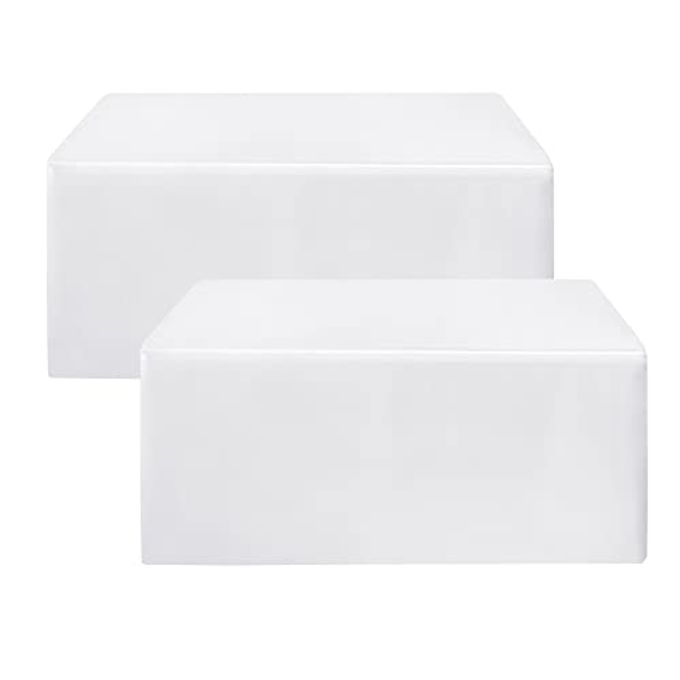 HolidayIdeas Fitted White Tableclothes 72 x 30 Inch 2 Pack Rectangle Table Covers for 6 Foot Tables, Polyester Fabric Tablecloths for Christmas, Parties, Wedding, Trade Show - Image 1