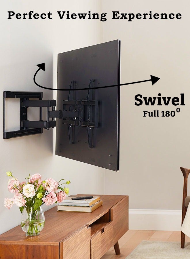 ABJ TV Wall Bracket for 32-75 Inch TVs & Monitors | Full Motion Heavy Duty Wall Mount with Swivel & Tilt | Articulating Dual Arms | Holds up to 110 lbs | Max VESA 600x400mm  - Image 2