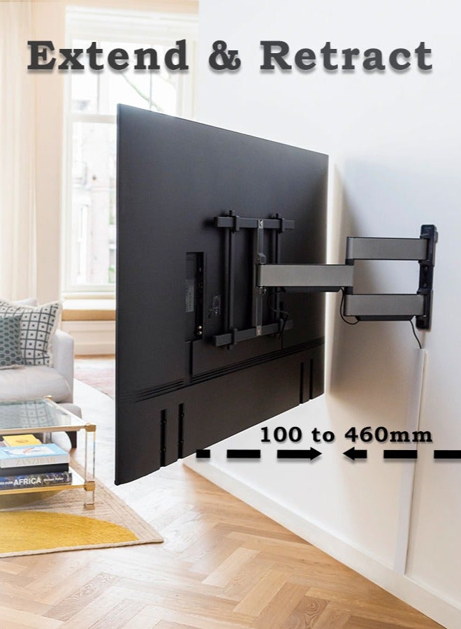 ABJ TV Wall Bracket for 32-75 Inch TVs & Monitors | Full Motion Heavy Duty Wall Mount with Swivel & Tilt | Articulating Dual Arms | Holds up to 110 lbs | Max VESA 600x400mm  - Image 3