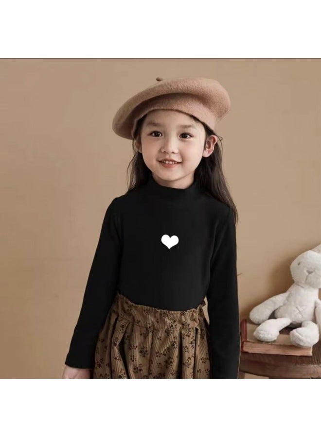 Autumn/winter Children's Fleece Long-sleeve T-shirt, Baby Base Layer, Boys And Girls Semi-turtleneck Innerwear, Warm Top