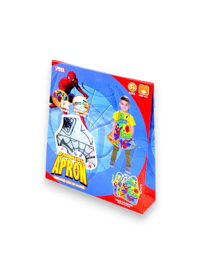 Spider-Man Kids Drawing Apron – Reusable with Water & 12 Colors - Image 2