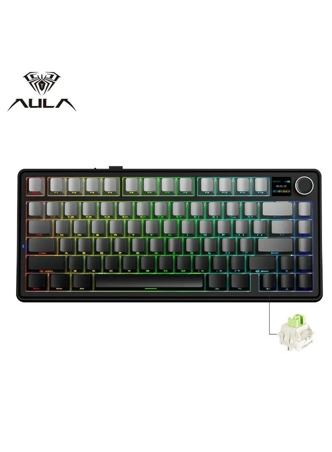 AULA F75 Max 75% Hot-Swap Mechanical Keyboard, 8000mAh Battery, 3-Mode Connectivity (2.4G/Wired/BT), Gasket Mount, RGB Backlit, Programmable, Pre-Lubed Switches for Gaming/Office (Gradient Grey +Reaper Switch) - Image 1