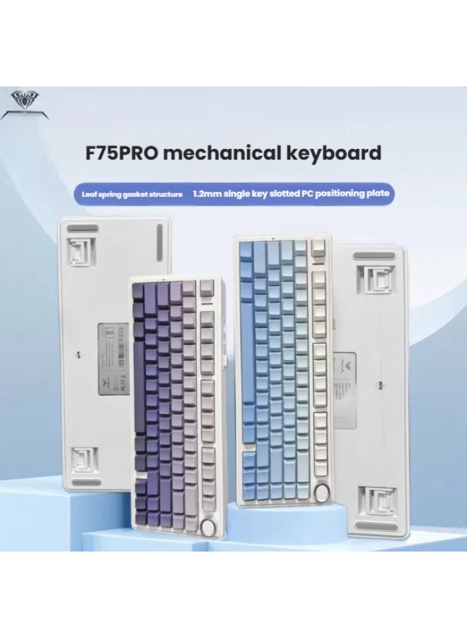 AULA F75 Max 75% Hot-Swap Mechanical Keyboard, 8000mAh Battery, 3-Mode Connectivity (2.4G/Wired/BT), Gasket Mount, RGB Backlit, Programmable, Pre-Lubed Switches for Gaming/Office (Gradient Grey +Reaper Switch) - Image 4
