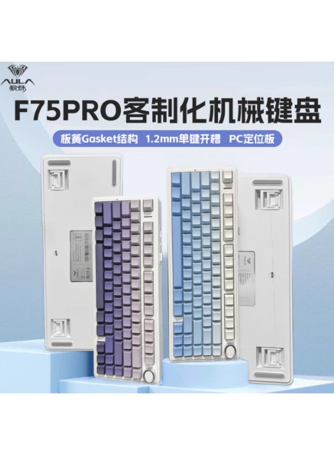 AULA F75 Max 75% Hot-Swap Mechanical Keyboard, 8000mAh Battery, 3-Mode Connectivity (2.4G/Wired/BT), Gasket Mount, RGB Backlit, Programmable, Pre-Lubed Switches for Gaming/Office (Gradient Grey +Reaper Switch) - Image 2