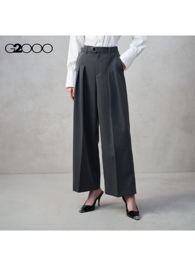 G2000 Wide-leg Pants With Belt | Women's Autumn Winter Comfortable Stretch Casual Trousers Mall Edition - Image 2
