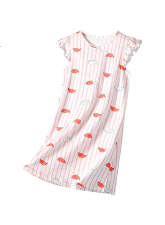 Top melon Dingguagua Girls' Short-Sleeve Cotton Nightgown, Summer Lightweight Children'S Sleepwear, For Older Girls And Toddlers, 6712 170 - Image 2