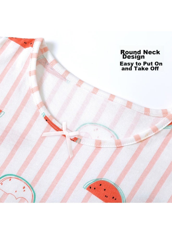 Top melon Dingguagua Girls' Short-sleeve Cotton Nightgown, Summer Lightweight Children's Sleepwear, For Older Girls And Toddlers, 6712 170 - Image 4