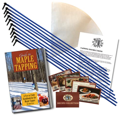 Maple Tapper مجموعة أدوات استخراج شراب القيقب - (10) صمامات + (10) أنابيب بطول 3 أقدام + (1) فلتر شراب القيقب سعة 1 لتر + كتاب مكون من 80 صفحة "دليل استخراج القيقب" وبطاقات وصفات - خالية من BPA - مصنوعة في أمريكا الشمالية - Image 1