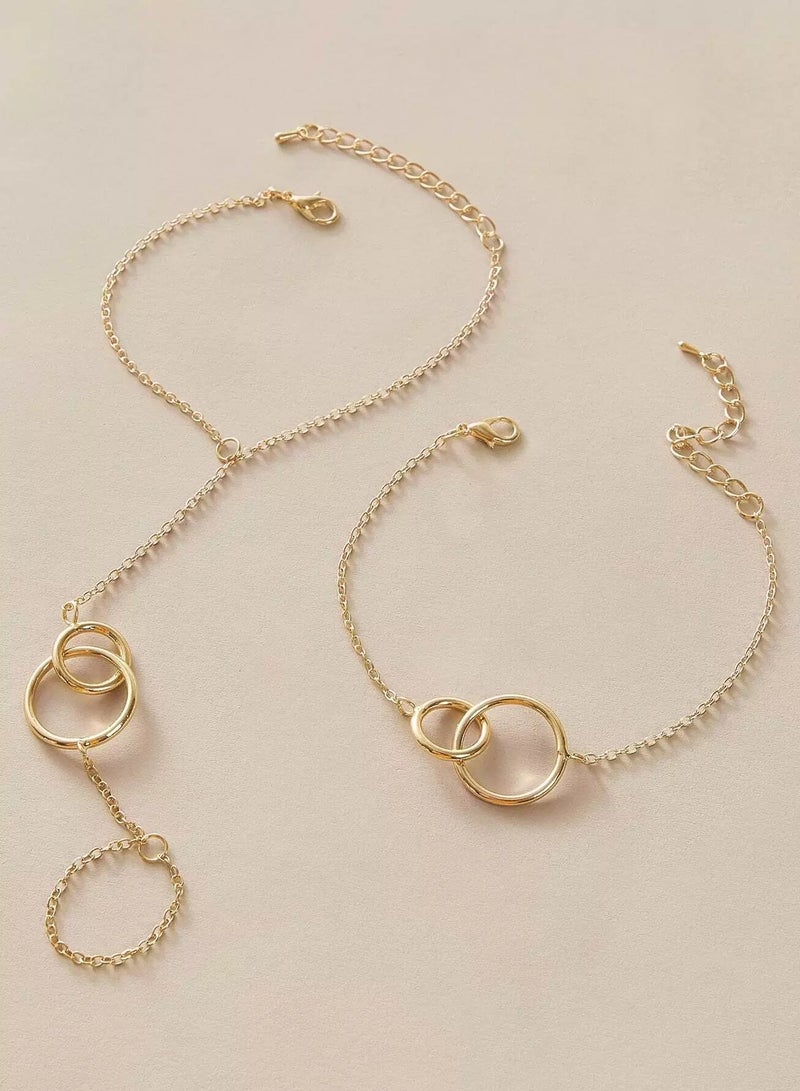 2pcs Link Decor Finger Chain Bracelet  - Image 2