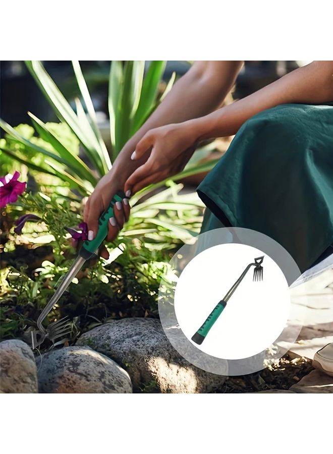 Heavy Duty Metal Weed Rake With Ergonomic Orange Handle For Soil Loosening Weeding - Image 2