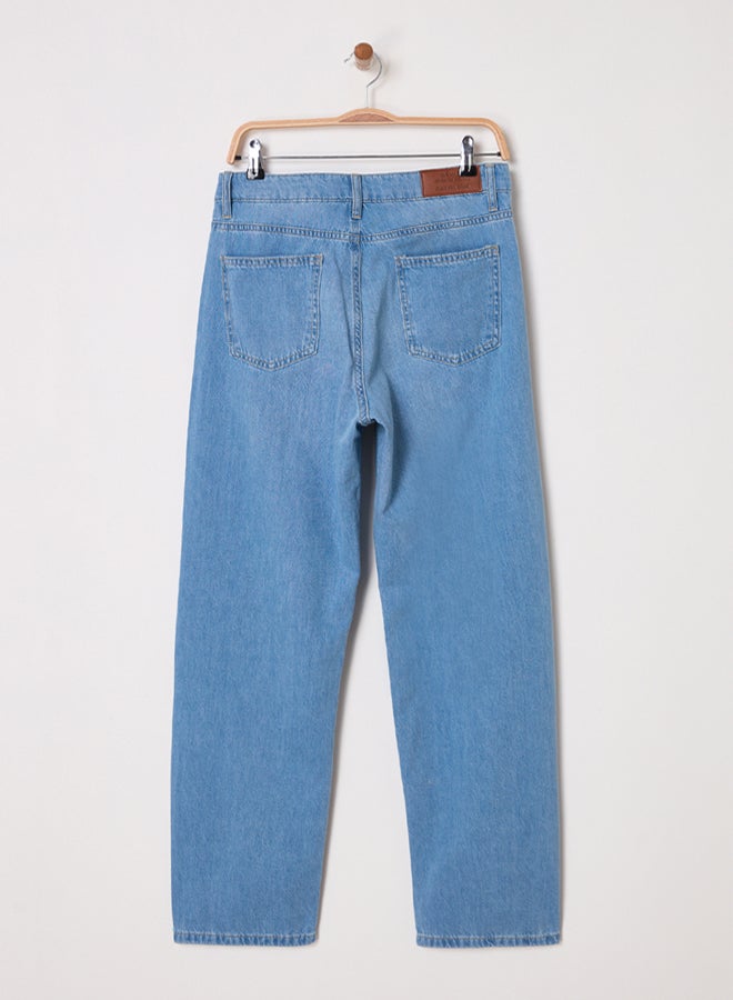 trendyol Light Blue Thin Fabric Baggy Fit Jeans Trousers - Image 5